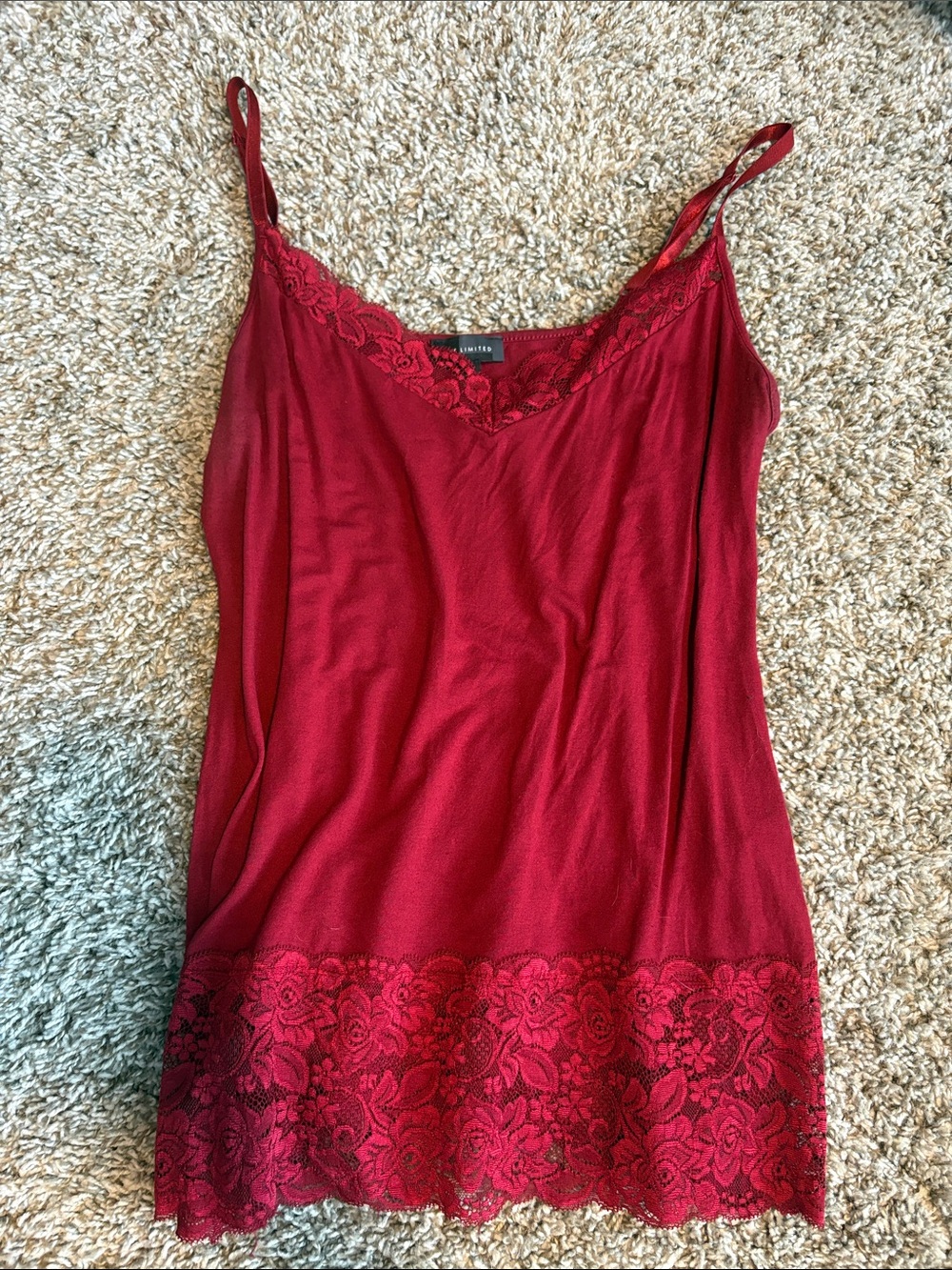 The Limited Burgundy Lace-Trim Camisole